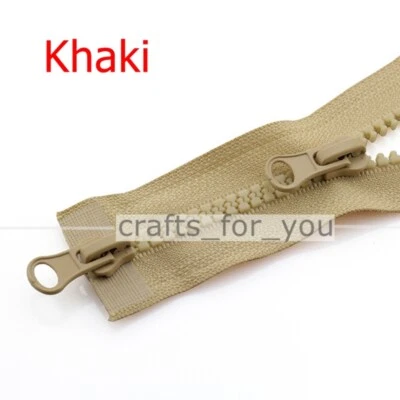 Nº5 LARGO COLOR CREMALLERA 31.5"-59.06" DOS TIRONES EXTREMO ABIERTO Resina Dientes Cremallera Costura Foto 1 de 4