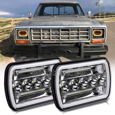 For Dodge W150/250/350 D100/150/250/350 Ramcharger Pair 5x7" 7x6" LED Headlights - Image 1 of 4