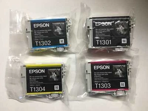 4 cartouches d'encre originales Epson T1301 T1302 T1303 T1304 facture cerf - Photo 1/1