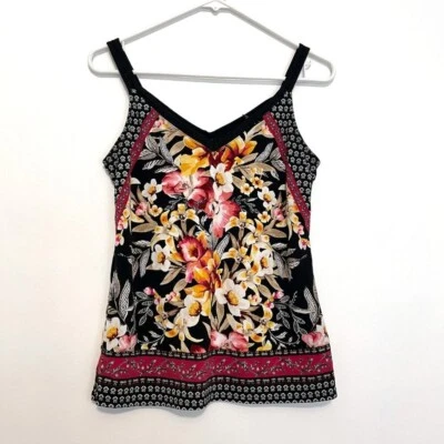 WHITE HOUSE BLACK MARKET WHBM Floral Jersey Printed V-Neck Camisole Top Tank XS - Image 1 of 4