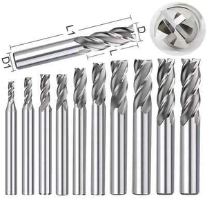 10x HSS 4 Flutes End Mills endmill 1/8 5/32 3/16 1/4 3/8 7/16 1/2 5/8 11/16 3/4" - Picture 1 of 1