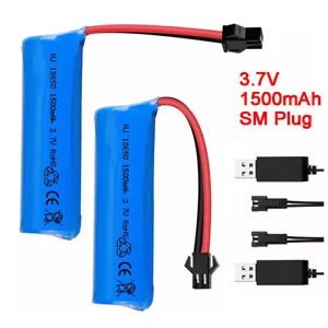2pcs 3.7V 1500mAh Li-po Rechargeable Battery SM Plug For RC Cars Boats Trucks - Picture 1 of 7