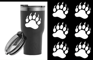 Bear Paw Prints 6 Vinyl Decals Tumbler Mugs Window Laptop Tablet iPhone Mirror - Picture 1 of 2