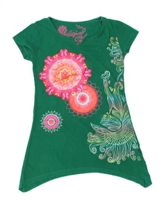 DESIGUAL Girls Graphic Tunic Top 9-10 Years Green Floral IO07 - Picture 1 of 3