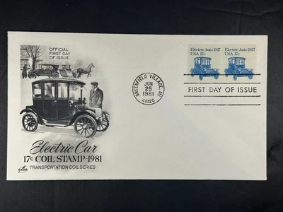 US FDC 1981 Electric Car 17c Transportation Coil Series MI Cover a685 - Image 1 of 2