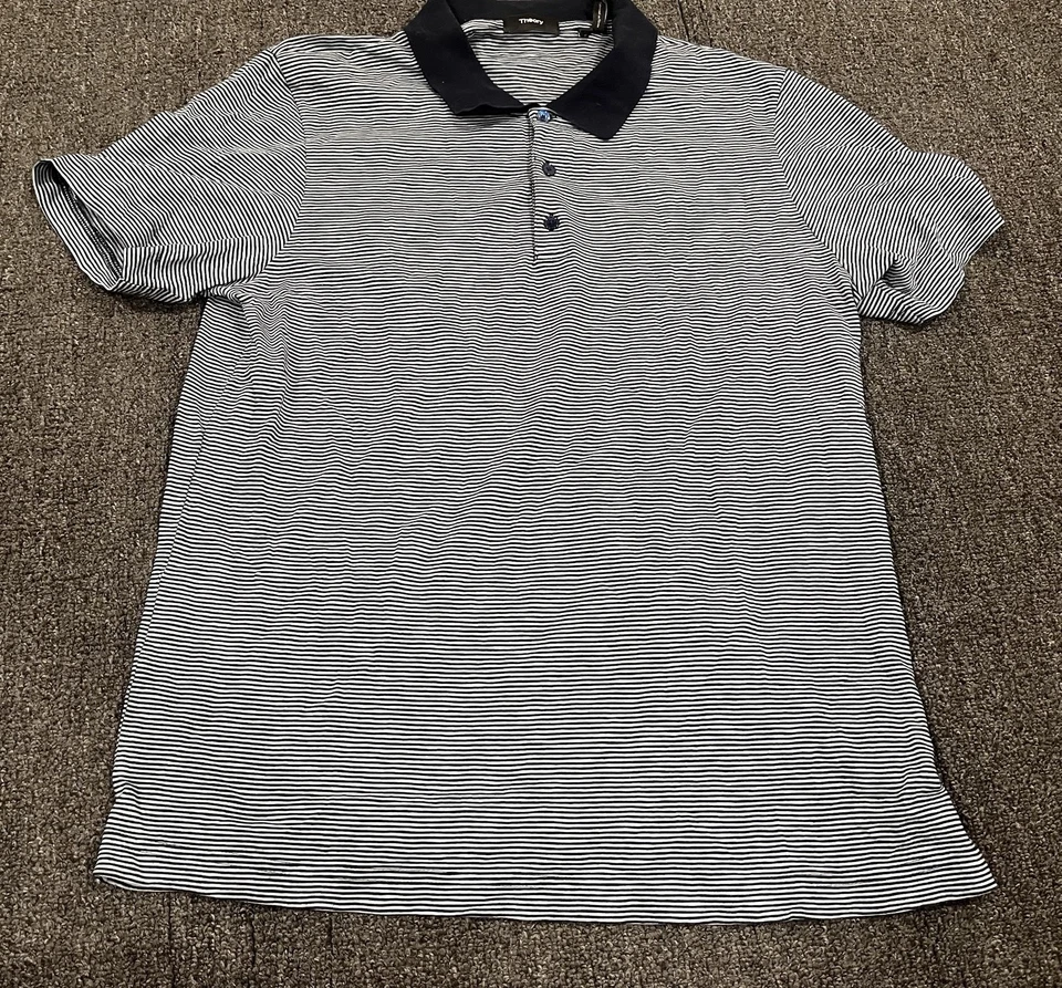 Camisa polo Theory para hombre talla grande a rayas manga corta Foto 1 de 4