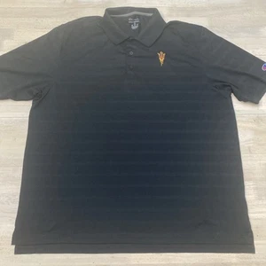 Camisa polo Champion Arizona Sun Devils para hombre talla XL a rayas negras - Imagen 1 de 5