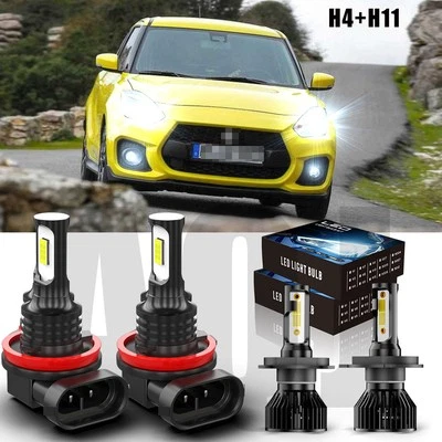 For Suzuki Swift 2007-2019 Combo 4X LED Headlight + Fog Light Bulbs white 6000k - Image 1 of 4