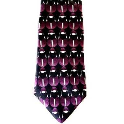 Corbata Galleria & Co Seda Geométrica Púrpura Negra Plata 4" x 56" Foto 1 de 4