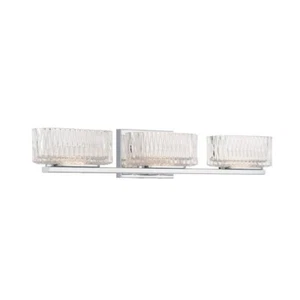 Minka Lavery Sparren 26 in. Chrome LED 3-Vanity Light Bar w/ Clear Glass Shades - Picture 1 of 5