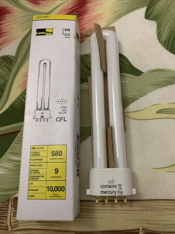 Lunapro 9W 4-Pin 2G7 T4 CFL 4100k Cool White Compact Fluorescent - Image 1 of 1