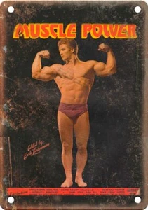 Muscle Power Rivista Bodybuilding Vintage 12" x 9" Riproduzione Insegna Metallo W80 - Foto 1 di 1