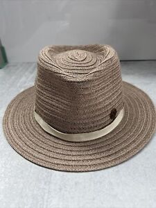 Maison Michel beżowy tkany konopny kapelusz Andre fedora rozm. L