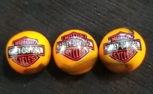 Set of 3 Harley Davidson Orange Advertising Marbles - Motorcycle Memorabilia - Picture 1 of 4