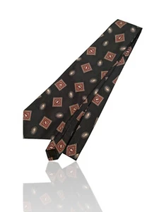 Vtg Italian Silk Styled Necktie, 56" X 3.75", Black With Paisley Art Deco. SB-5 - Picture 1 of 6