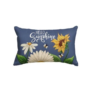 Summer Decorations Hello Sunshine Sunflower Bee Throw Pillow Cover 12" x 20" - Picture 1 of 12