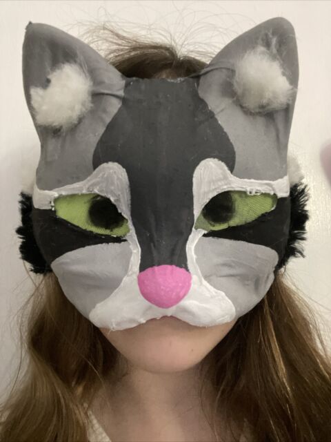 Therian Mask Blank Raccoon Mask Halloween Plush Mask Hallween Animal Mask Wolf Mask Half Face Mask for Halloween Masquerade Realistic Cat Mask Women