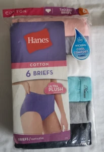 Hanes Cotton Women's Brief Panties, Size 6 - 6 Pack Pastel Colors PP40AD Tagless - Picture 1 of 10