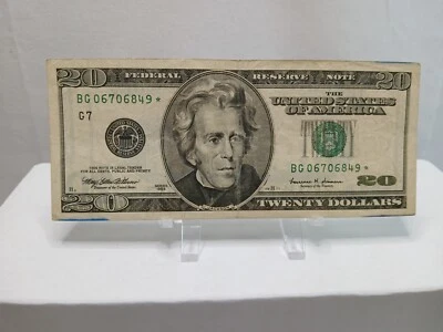 1999 $20 Jackson BG 06706849* Star U.S Currency Federal Note Chicago 640k Print - Image 1 of 2