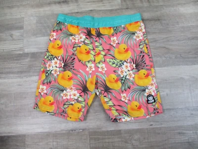 Neff Swim Trunk Mens XL Pink Yellow Tropical Rubber Jeep Duck Unlined Lake Short - Image 1 of 4