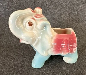 Vintage 1950's Shawnee Pottery CIRCUS ELEPHANT PLANTER Painted Bisque - Picture 1 of 24