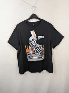 Shein Ladies top blouse size 3XL short sleeve black skull print plus size New - Picture 1 of 9