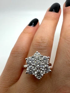 PLATINUM BRILLIANT CUT FLOWER DIAMOND RING 3.00CT DIAMOND *GG148 - Picture 1 of 23