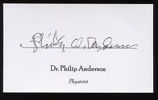Philip Warren Anderson Signed 3x5 Index Card Signature Autographed Nobel Prize