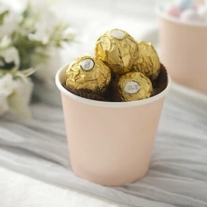 50 Blush 10 oz Round Disposable PAPER CUPS Dessert Ice Cream Bowls Party Events - Picture 1 of 9