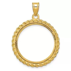 2008 $10 1/4 oz American Buffalo Prong Set D/C Rope Coin Bezel in 14k Gold - Picture 1 of 6