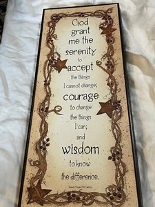 SERENITY PRAYER Primitive Wood Hanging Sign 21 x 9 - Picture 1 of 1