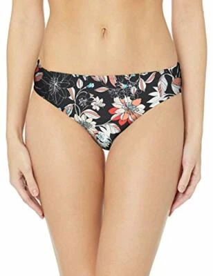 MSRP $63 Kenneth Cole Hipster Bikini Bottom Black/Floral Devine Desire Size L - Image 1 of 2