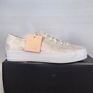 Size 9.5 - KEDS Triple Kick RPC Jacquard Platform - Ivory / Gold Floral - Womens - Picture 1 of 8