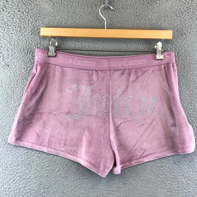 Juicy Couture Velour Lounge Shorts XL Pink Silver Rhinestone Sleepwear Casual - Image 1 of 4
