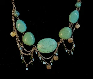 Collana chiusura aragosta bigiotteria bigiotteria doppio turchese grosso multi perline - Foto 1 di 17