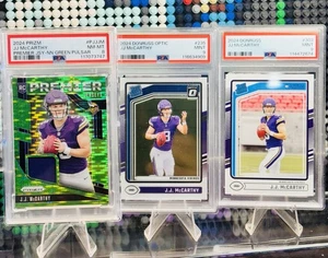 2024 Panini Optic J.J. McCarthy #19 PSA 9 GREEN PULSAR JERSEY (RC) 3 RC PSA LOT - Picture 1 of 4