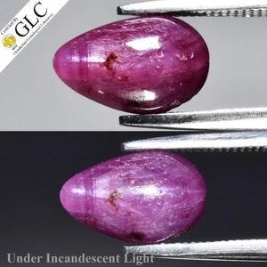 💎 GLC CERTIFIED 1,84ct Pear Natural Purplish Red 6 Ray Star Ruby - Unheated Gem - Bild 1 von 7