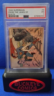 1940 SUPERMAN Card #3 From the Jaws of Death PSA 1 PR RARE ISSUE GUM INC. - Image 1 of 2