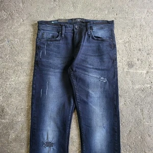 New Smog Jeans 29x32 Blue Dark Pants Distressed Slim Stretch Denim Faded - Picture 1 of 8