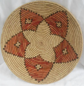 Large Coiled Basketry Tray, 16" Morning Star Pattern, Hand-Woven Basket - Picture 1 of 5