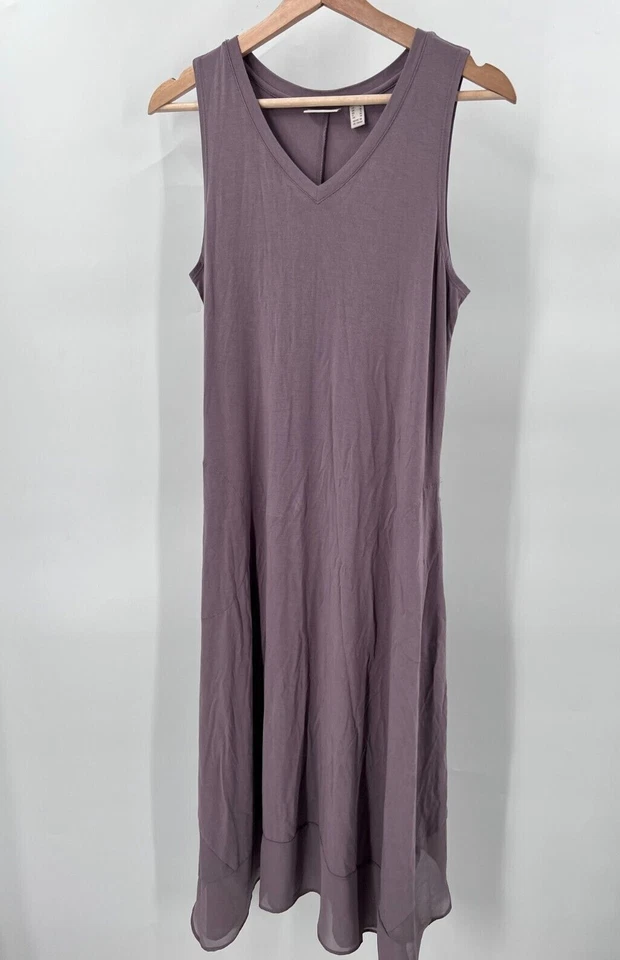 LOGO Vestido sin mangas tejido Lori Goldstein con ribete de gasa marrón pequeño Foto 1 de 4