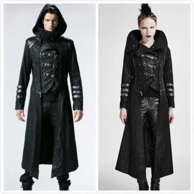 Punk Rave Gothic Motorcycle Gothic Streampunk Rock Long&short Hoodie Jacket Coat - Image 1 of 3