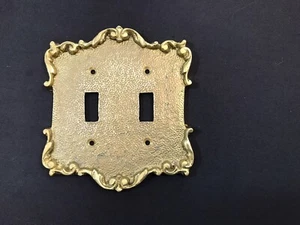 Placa de interruptor de pared eléctrica vintage ornamentada de latón macizo pesado #3461 - Imagen 1 de 4