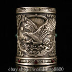 4&quot; Xuande marked Chinese silvering inlay gem black eared kite Brush Pot Pencil
