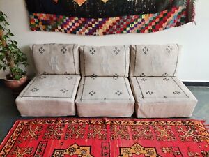 Moroccan Handmade Floor Couch - Unstuffed Cactus Silk Sofa covers + Pillow cases