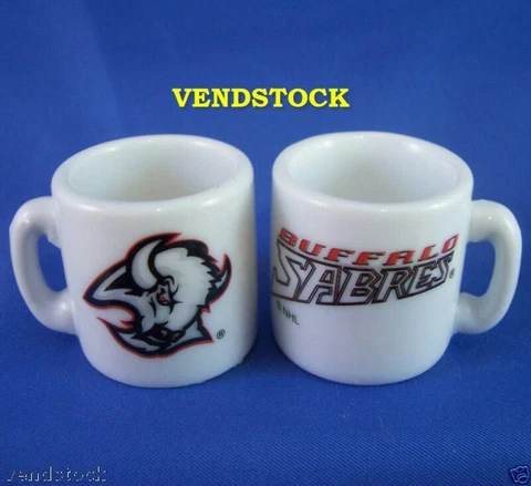 BUFFALO SABRES MINI CERAMIC MUG CUP 1.25" TALL NEW NHL HOCKEY TWO SIDES RARE! Cover