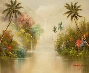 Tropical Landscape, Item#- 5, 20x24,100% Hand Painted Oil Painting on Canvas - Picture 1 of 6