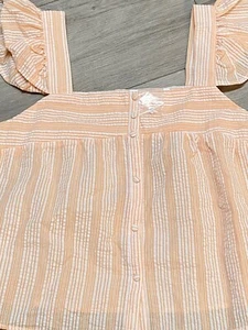 Peach & Bright White Striped Seersucker Sun Top NWT Size Large. Juniors, Cute - Picture 1 of 8