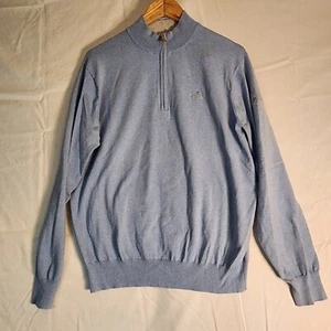 Peter Millar Sweater Mens Large Blue Silk Cashmere Blend Quarter Zip Pullover - Picture 1 of 9
