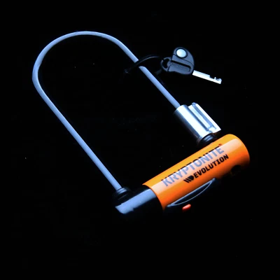 NOS Kryptonite Evolution Mini-5 U-Lock - Black Orange Gold w/ 1 Key - Image 1 of 4